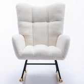 Nursery Wingback Rocker - Teddy Fabric with Wood Base